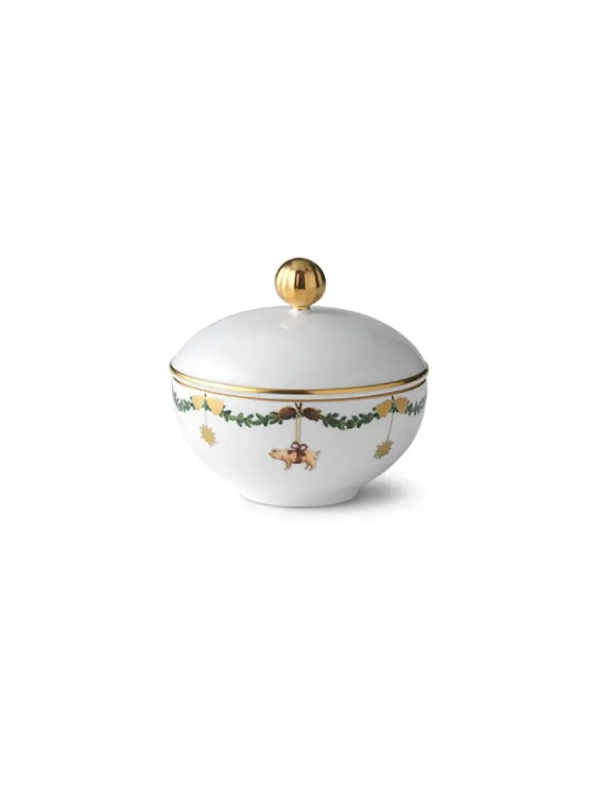 Royal Copenhagen Stjerne Riflet Jul, sukkerskål med låg 15 cl