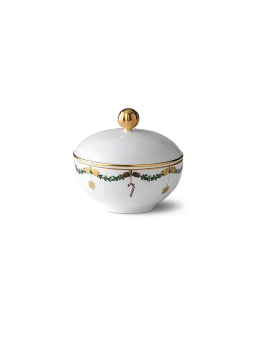 Royal Copenhagen Stjerne Riflet Jul, sukkerskål med låg 15 cl