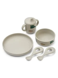 Ryle Printed Tableware Set, Dinosaurs/Mist fra Liewood