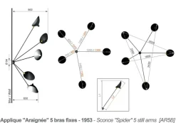 Spider Big Wall Lamp w/5 Fixed Arms af Serge Mouille