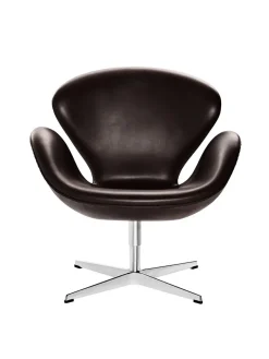 Svanen, sort læder/aluminium af Arne Jacobsen