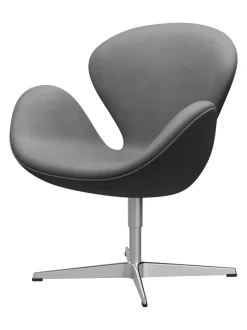 Svanen, sort læder/aluminium af Arne Jacobsen