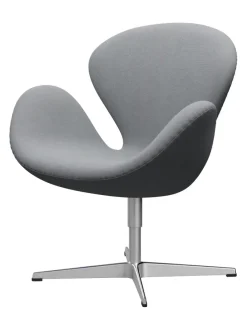 Svanen, sort læder/aluminium af Arne Jacobsen