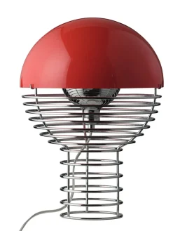 Wire Bordlampe Ø30, rød af Verner Panton