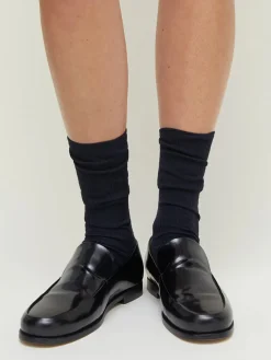 Wool Rib Socks, navy fra Aiayu